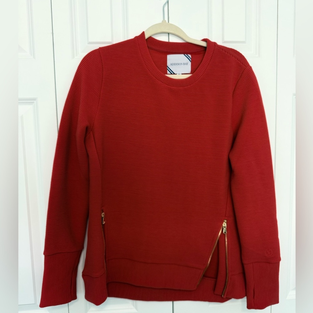 Addison Bay Active Rib Zip Everyday Crewneck Sweatshirt